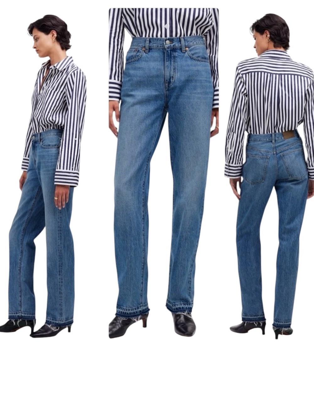 Madewell The Rail Straight Jean Medium Wash Women’s Size 26 High Rise Raw Hem